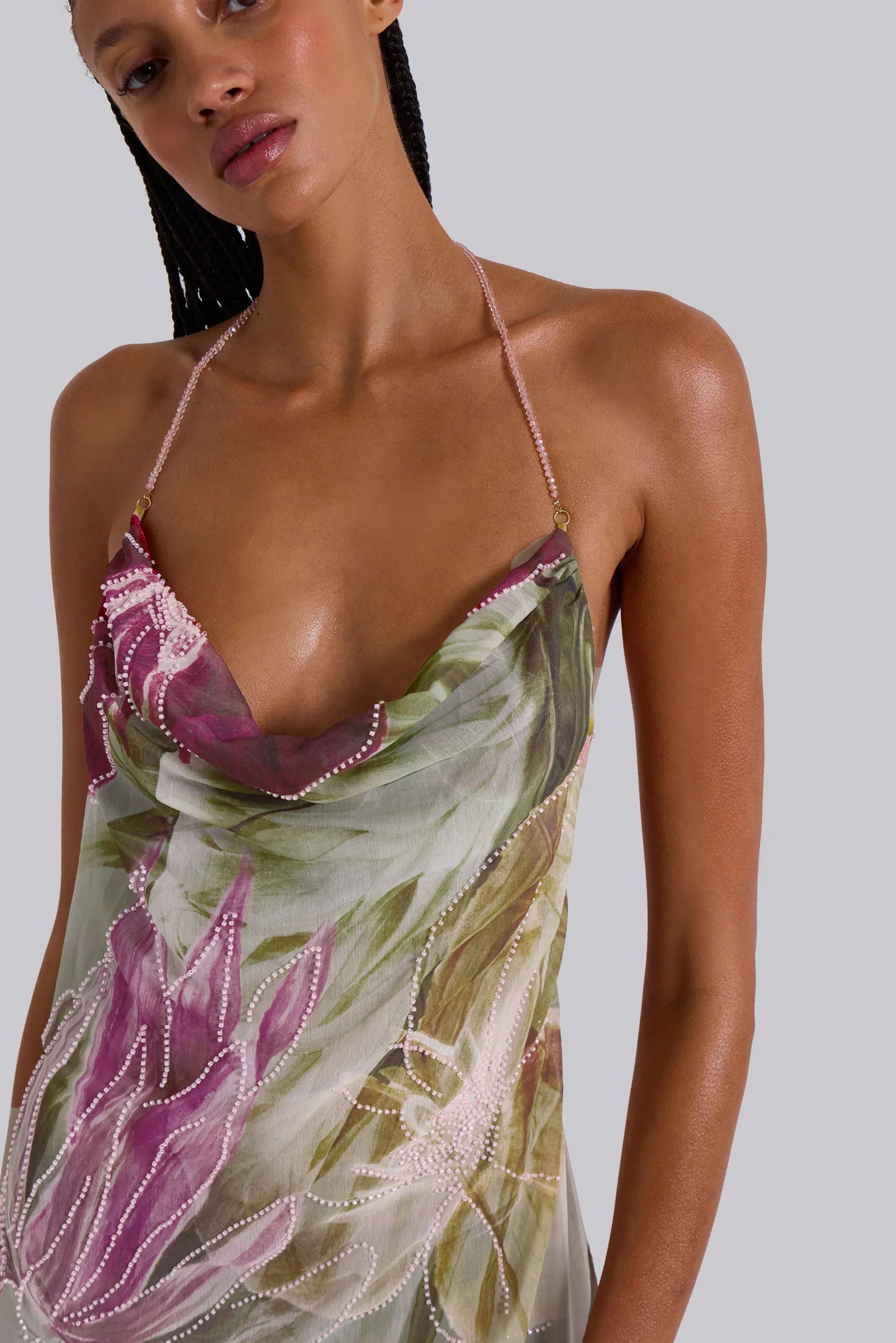 Dahlia Hand-Beaded Backless Chiffon Maxi Dress – Hi Outcast